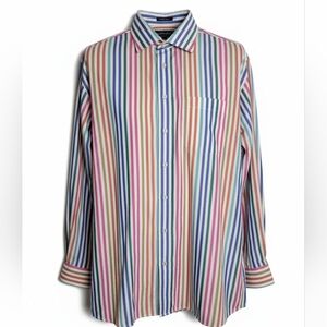 PAUL FREDRICK NWOT MULTI-COLOR STRIPE BUTTON DOWN 3XL SHIRT